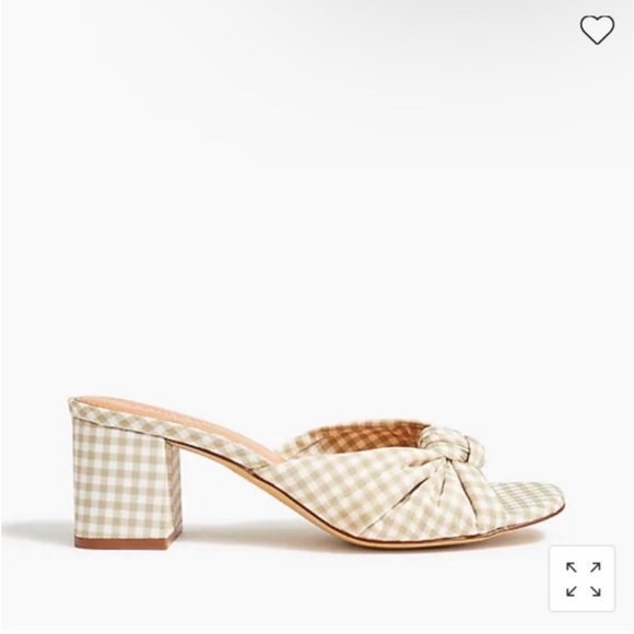 J Crew Gingham Bow Slide Sandal Heels Sz 5 - Picture 3 of 6